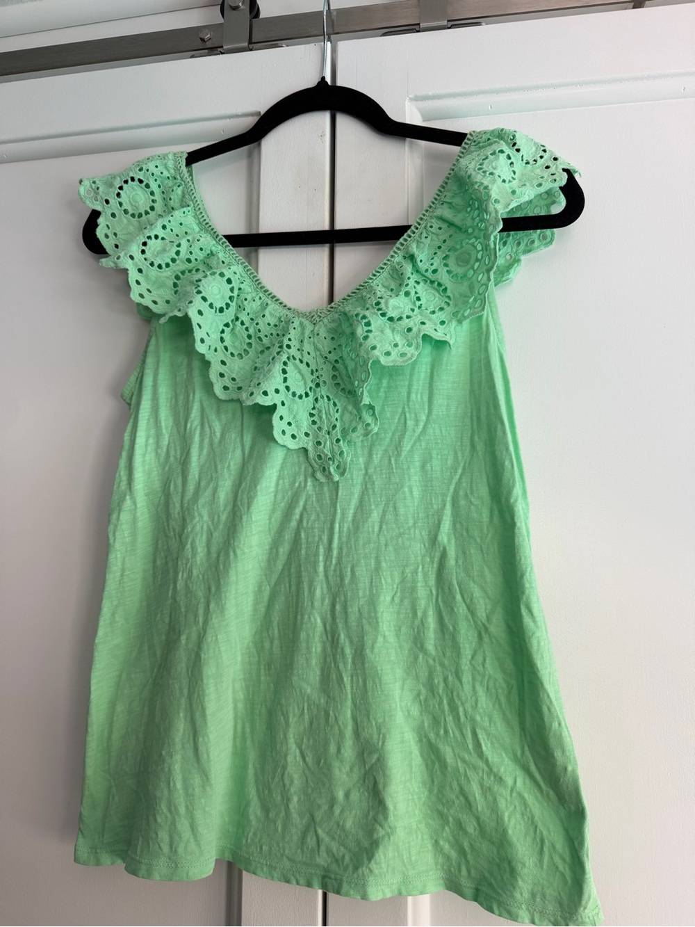 Lilly Pulitzer Mint Green Eyelet Ruffle Tank